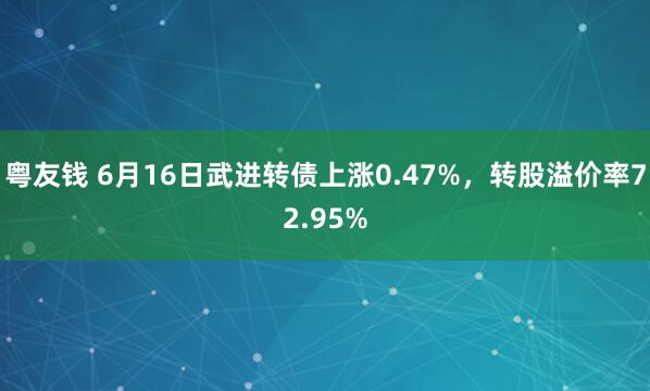 粤友钱 6月16日武进转债上涨0.47%，转股溢价率72.95%